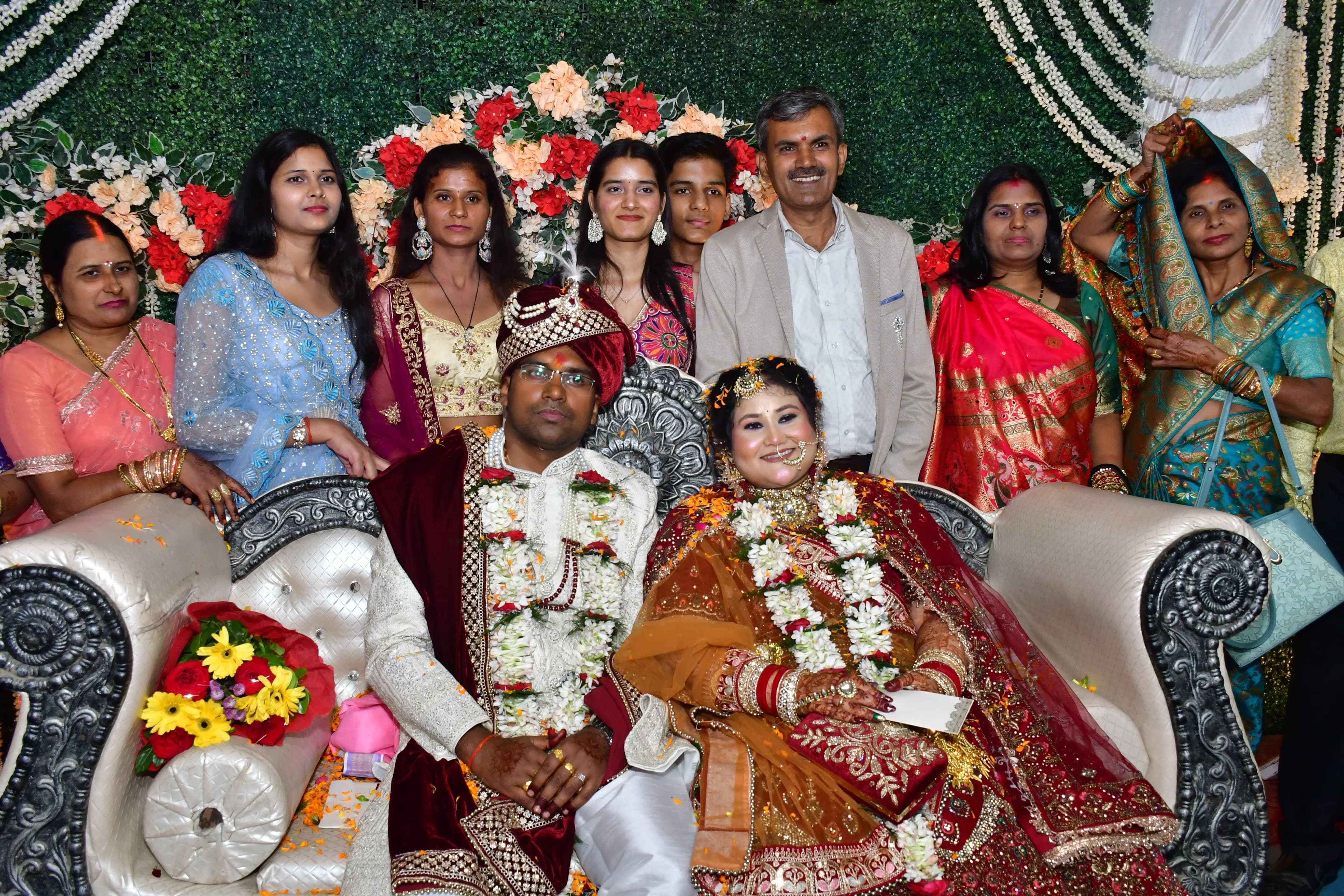 Couple seated at the mandap
