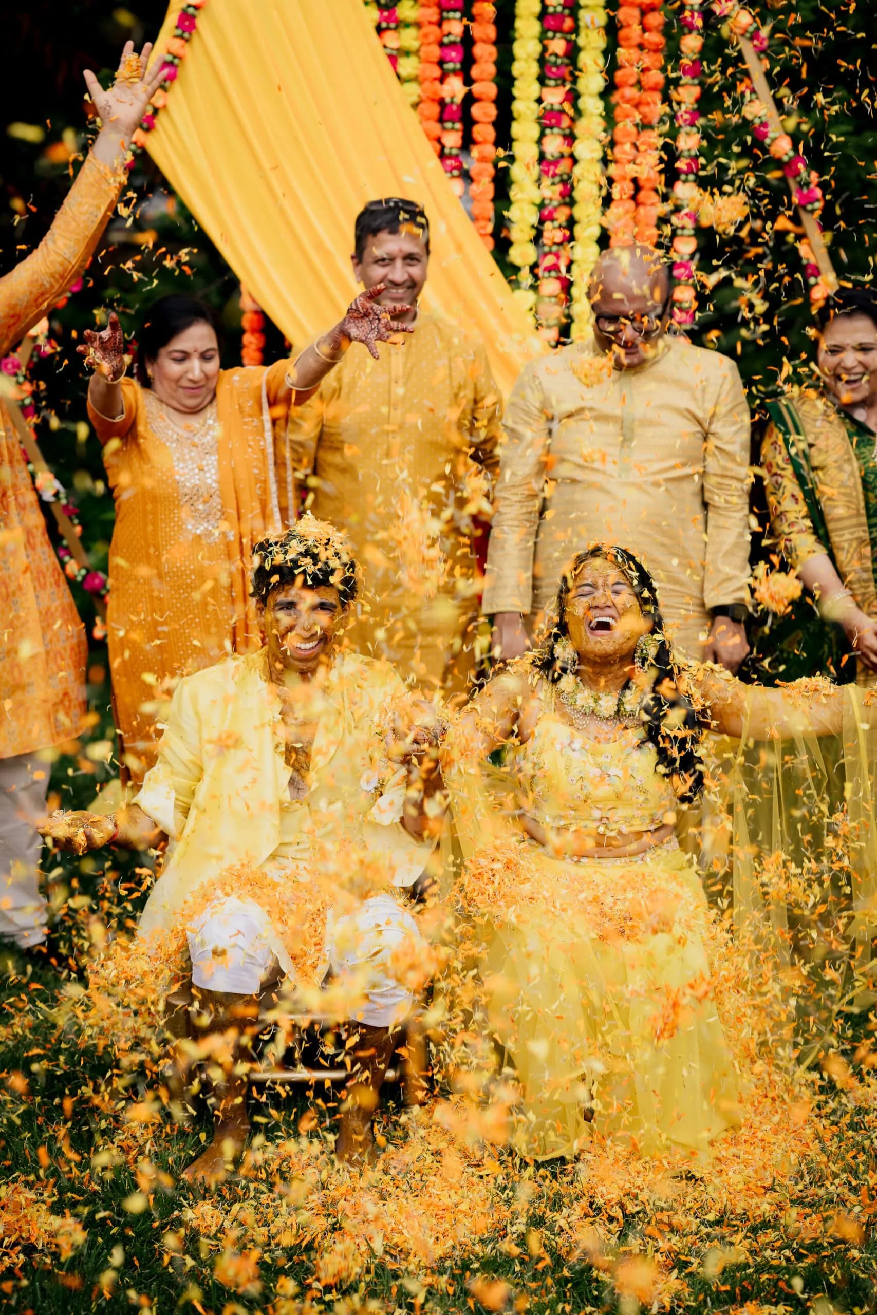 Couple seated at the mandap